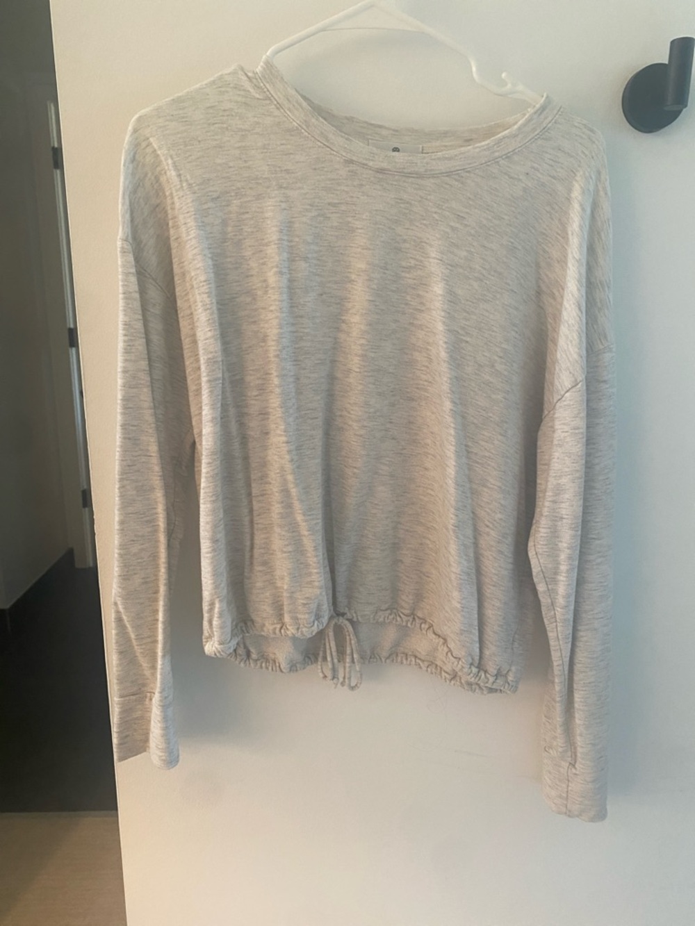 Socialite Light Gray Drawstring-Hem Sweatshirt